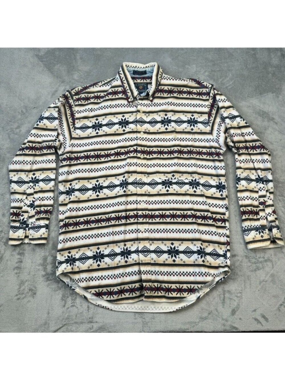 Vintage Chaps Ralph Lauren Men's Shirt L Southwestern Aztec Flannel Cotton 90's